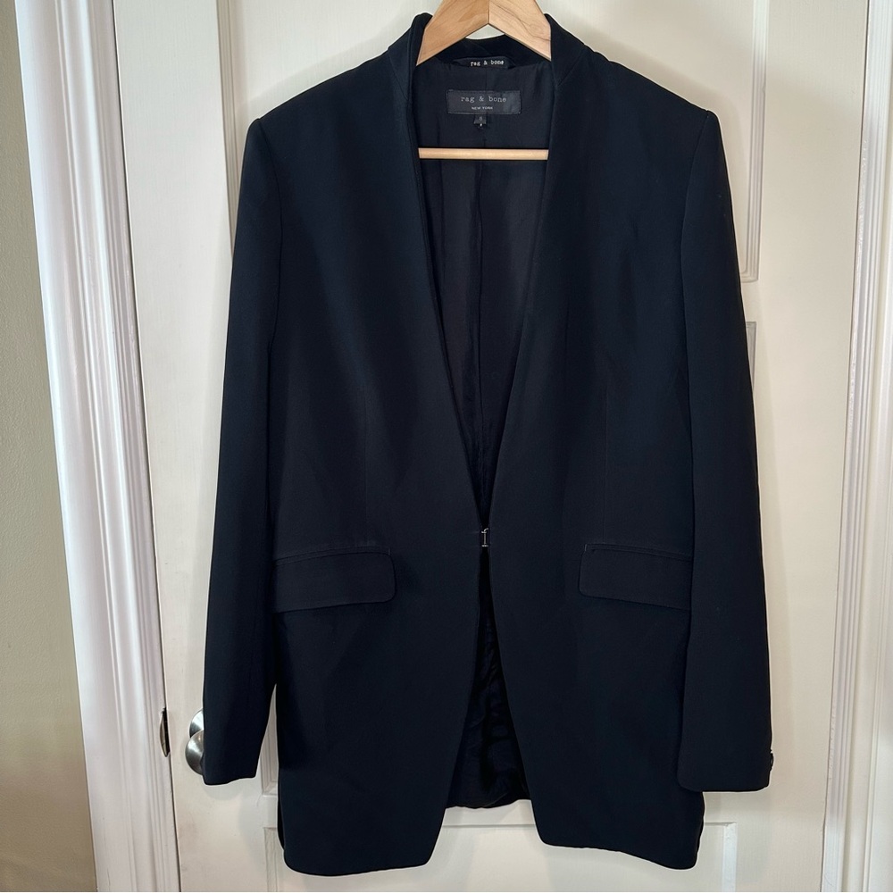 rag & bone Black Colarless Blazer w/ Hook Closure - Size 8.
